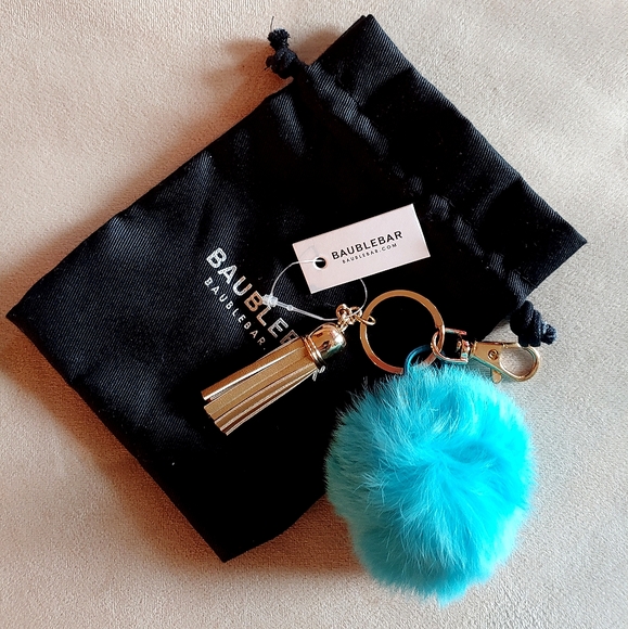 π3/$18 NWT BAUBLEBAR blue fuzzy pom pom keychain - Picture 2 of 4